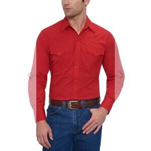 Ely Cattleman Red Pearl Snap Western Shirt M (15-33) – Flaw at Hem – EUC